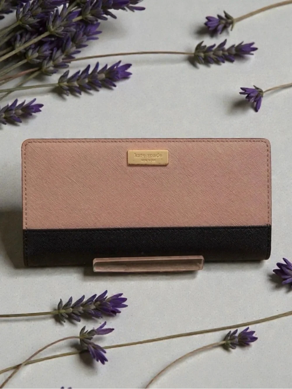 kate spade Two-Tone Continental Blush and Black Saffiano Wallet